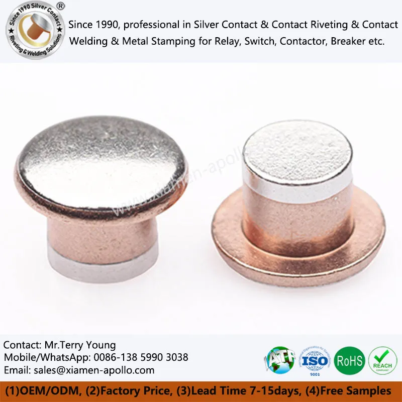 Elektrinis dvigubo metalo kontaktinis kniedis